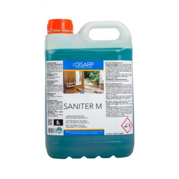 SANITER M- Detergente acido multiusos anti-cal y oxido con accion anti bacterias. Perfumado