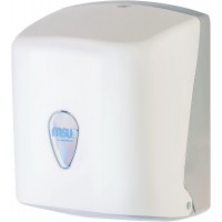 DISPENSADOR SECAMANOS ROLLO PAPEL MECHA BLANCO