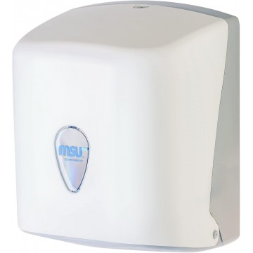 DISPENSADOR SECAMANOS ROLLO PAPEL MECHA BLANCO